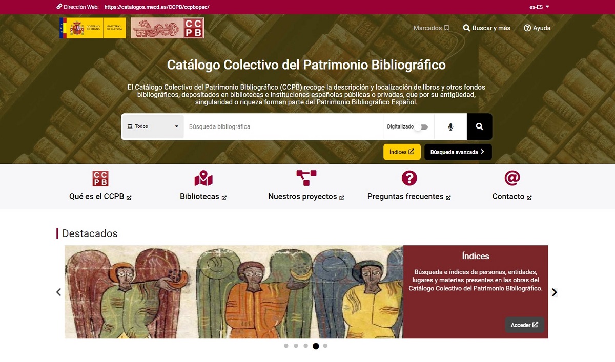 Nueva interfaz del Catálogo Colectivo de Patrimonio Bibliográfico